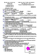 Đề kiểm tra học kỳ I môn Sinh học Lớp 10 - Mã đề 413 - Năm học 2018-2019 - Sở giáo dục và đào tạo tỉnh Quảng Nam